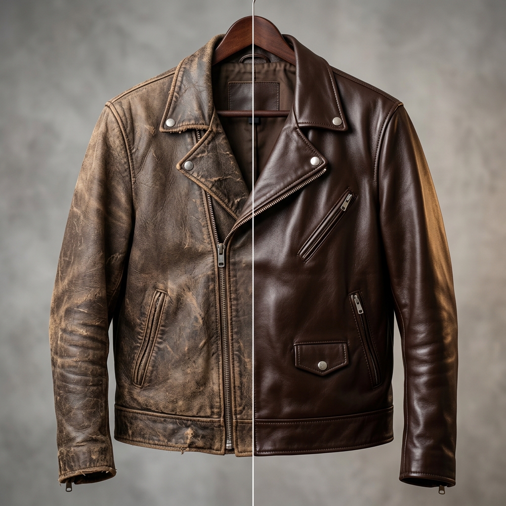 Before and After Leather Jacket Restoration